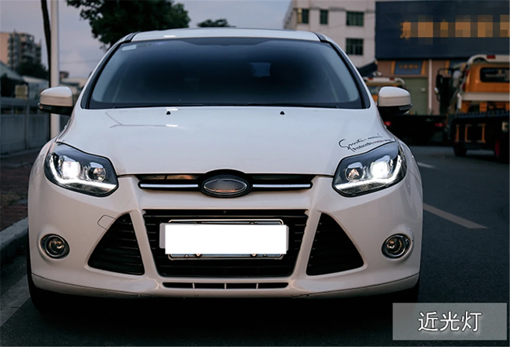 1 пара светодиодный головной лампы для Ford Focus 3 фары 2012 2013 Европа светодиодный направляющий свет drl H7 hid Биксеноновые двойные линзы ближнего света