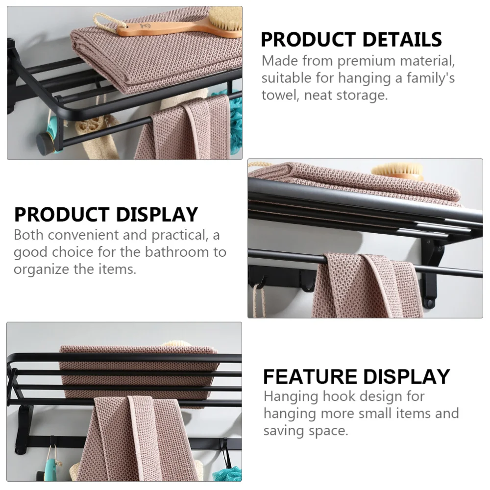 

2-layers Bathroom Storage Rack Practical Towel Rack Folding Towel Bar for Home