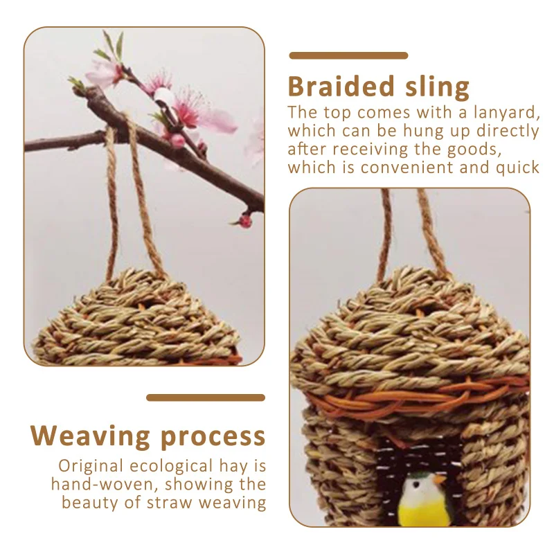 

Hummingbird House Cages Outdoor Hanging 1 Piece Hand-woven Bird Nests House Bird Lover Gift Audubon Canary Chicken(walnut Shape)