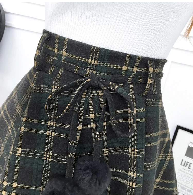 Fall Student Gils Pleated Skirt Style Plaid Casual Short Skirts Women's Scotland Tartan Kilt With BowtieCute Kawayii Sweet | Женская