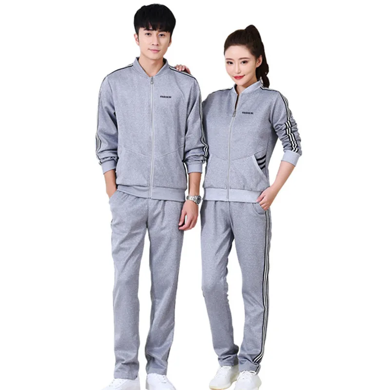 Осенне зимний женский и мужской комплект для бега спортивный костюм с низким