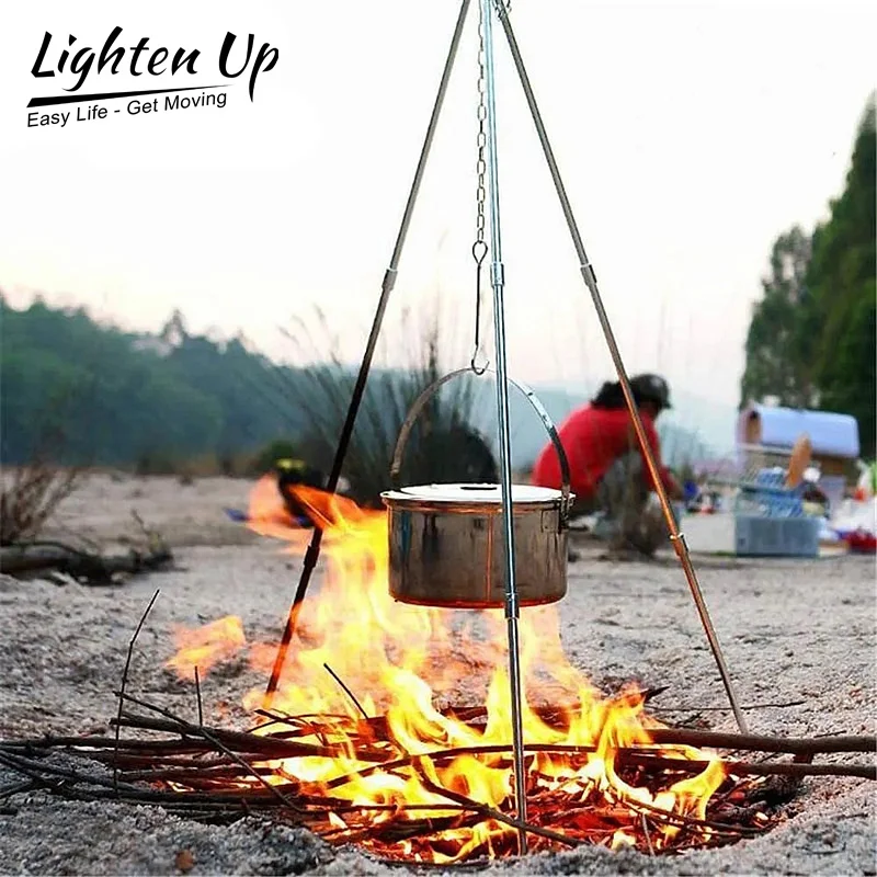 

Треугольный подвесной кронштейн Lighten Up для кемпинга, походный Штатив для подвешивания кастрюли, уличный костер, посуда, гриль