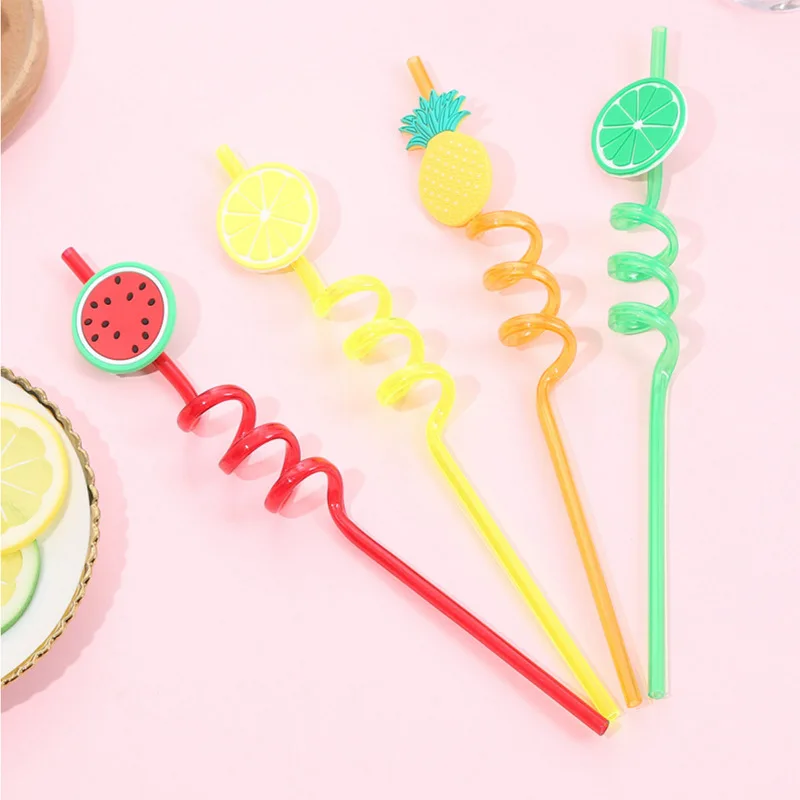 Комплект из 4 предметов вечерние украшения Соломинки Соломка для напитков фрукты