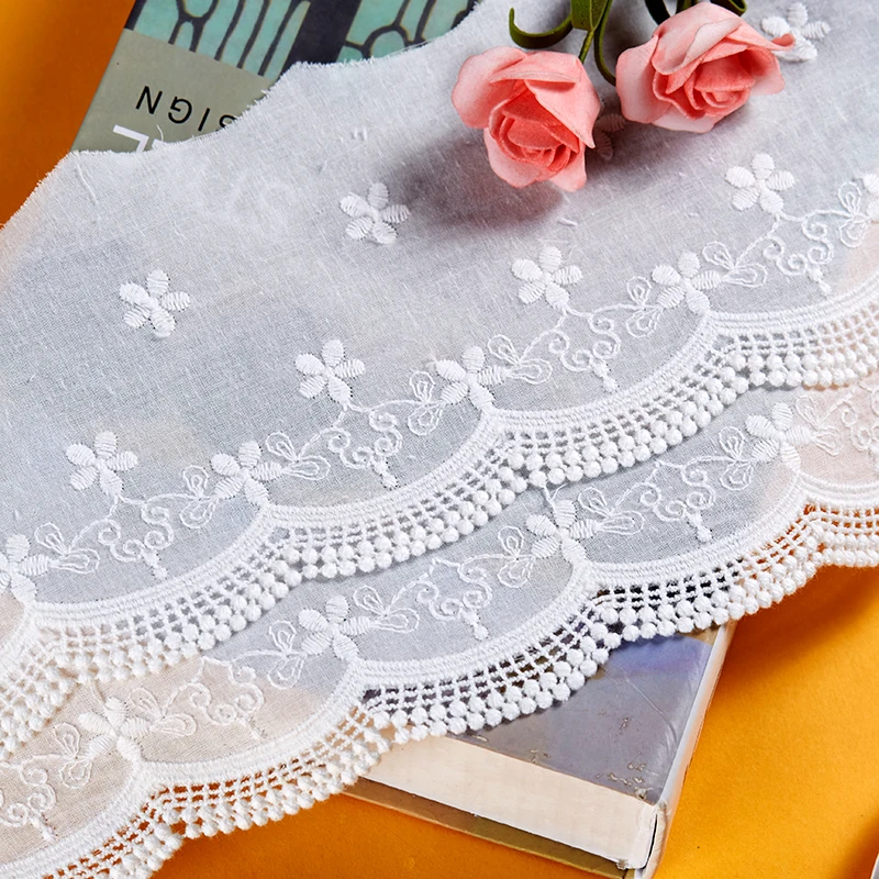 Двухслойная хлопковая кружевная лента с цветочной вышивкой ткань для шитья