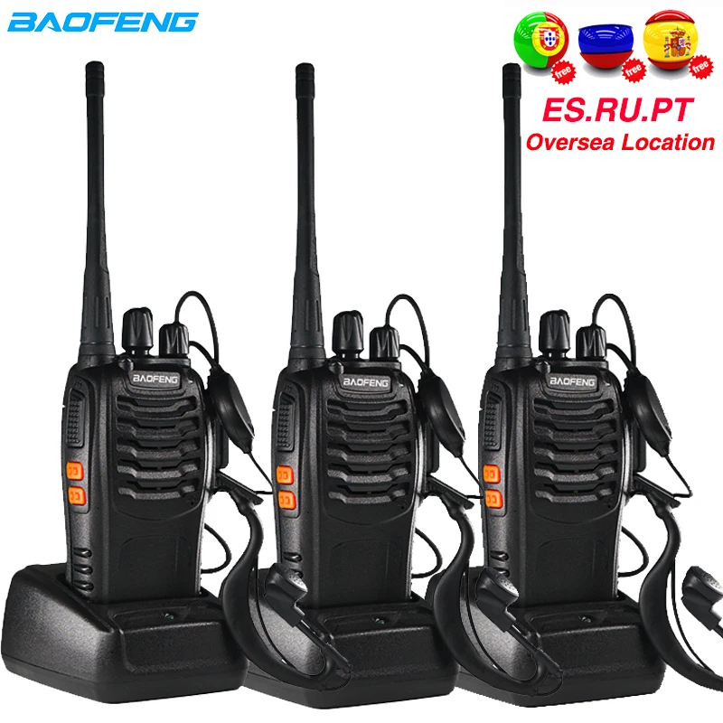 3 шт. Baofeng BF-888S Walkie Talkie BF 888s Ham наушники с радио 5 Вт 400-470 МГц UHF FM трансивер Двусторонняя радио Comunicador