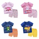 Новая летняя детская одежда из хлопка 2 шт.компл. новорожденных спортивный костюм с короткими рукавами для маленьких мальчиков и девочек, топы + шорты, комплект