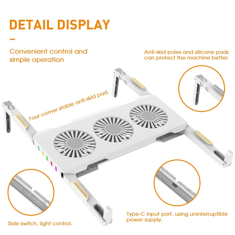 laptop cooling pad gaming laptop cooling bracket with 3 leds large quiet cooling fan suitable for 11 17 inch laptops free global shipping