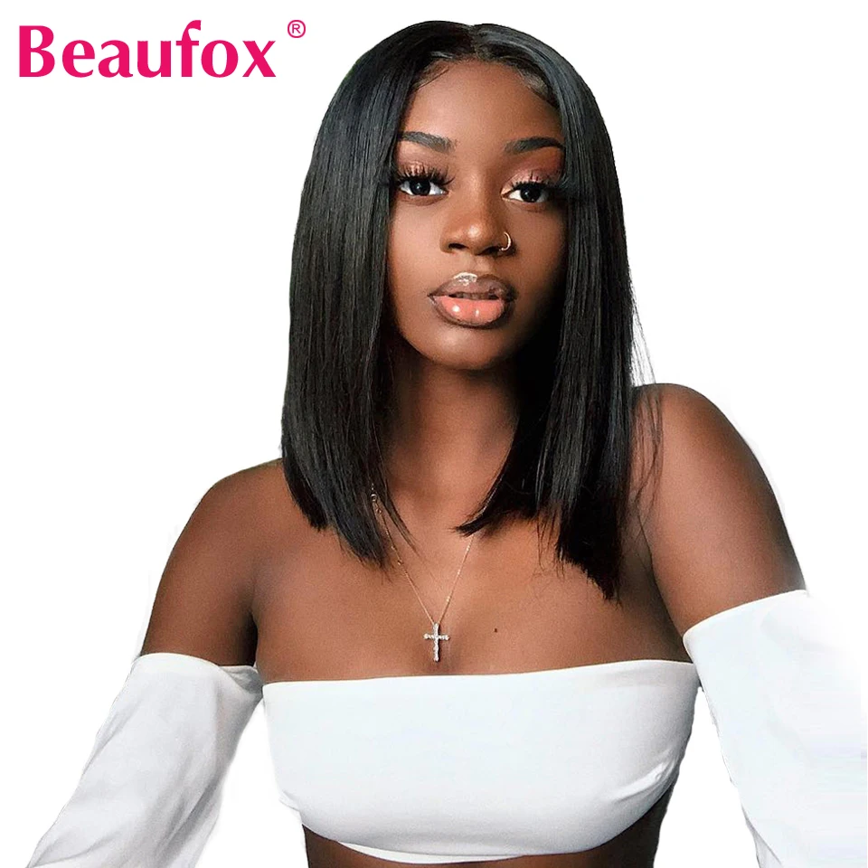 Beaufox короткий Боб кружевной передний парик 13x4 кружевные передние человеческие