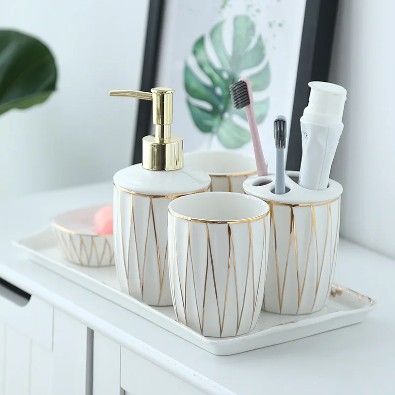 Набор гигиенических принадлежностей для ванной комнаты керамический держатель