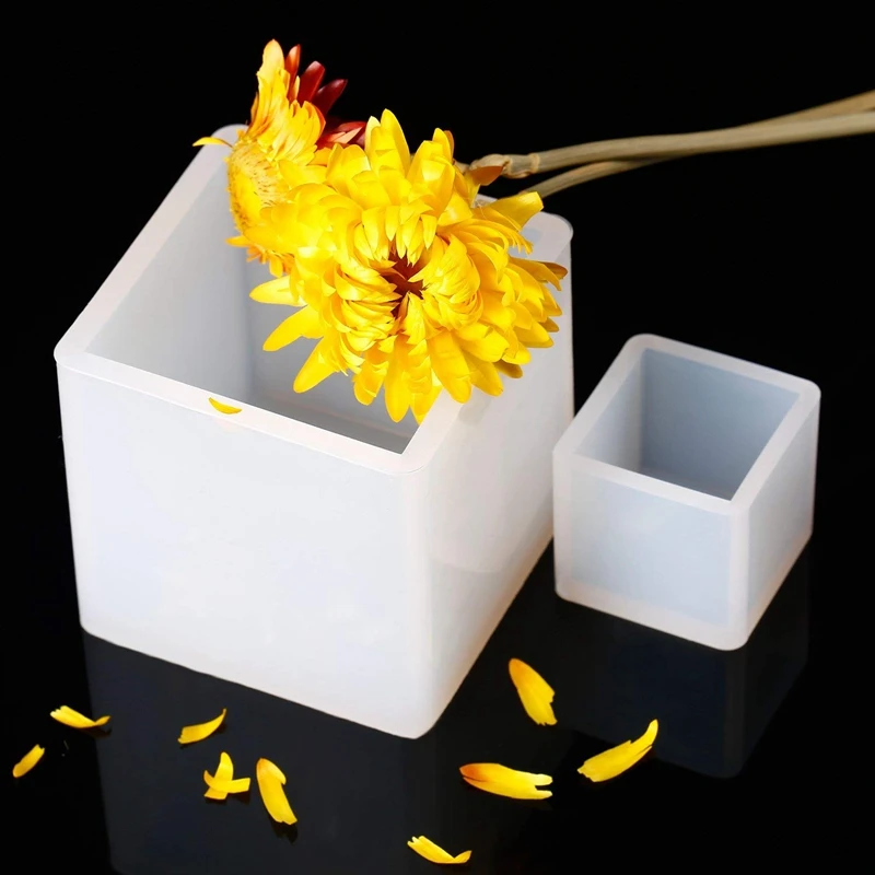 

4 Pieces Square Silicone Molds 4 Sizes & 6 Style Square Resin Mold Diy Transparency Flexible Silicone Molds