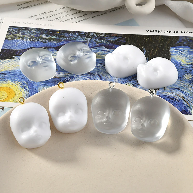 

10 шт. белые прозрачные крутые подвески в стиле панк из смолы с человеческим лицом для самостоятельного изготовления сережек ожерелий брасл...