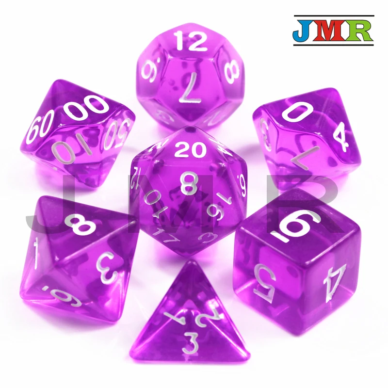 Желе эффект Высокое качество 7 шт игральные кости фиолетовый цвет DnD D4 d6 d8 d10 d12 d20
