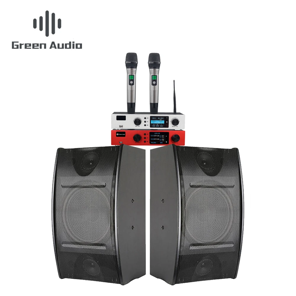 저렴한 Popu-6025 전문 무선 시스템 세트 마이크 전력 증폭기 오디오 스피커 3 In 1, 가족 파티 무대 회의용