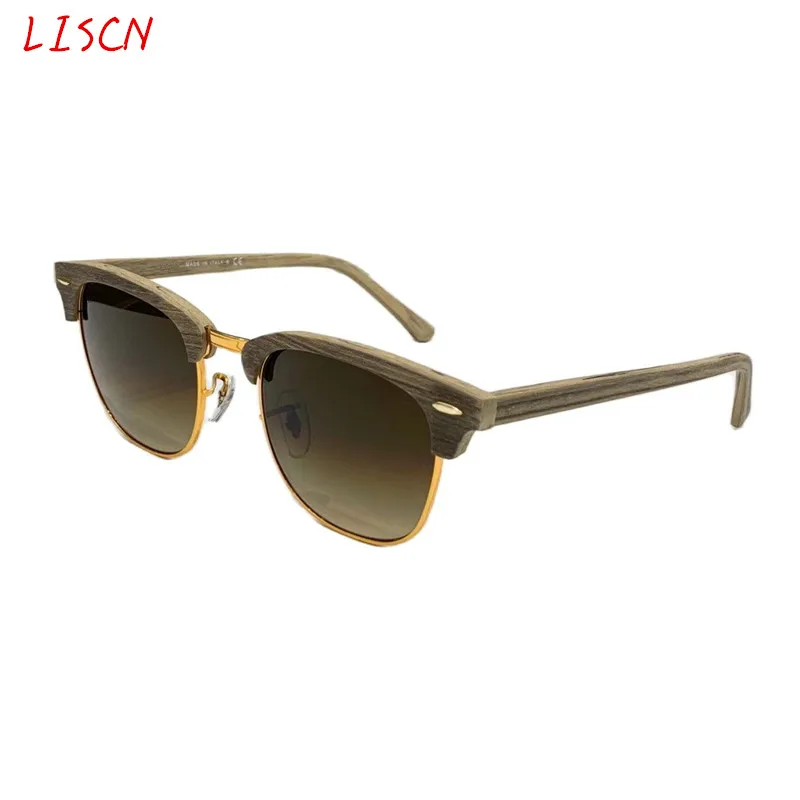 

Top quality Real Glass lens wood grain frame men women Sunglasses 3016 Luxury Brand Design driving sun glasses Goggles Female