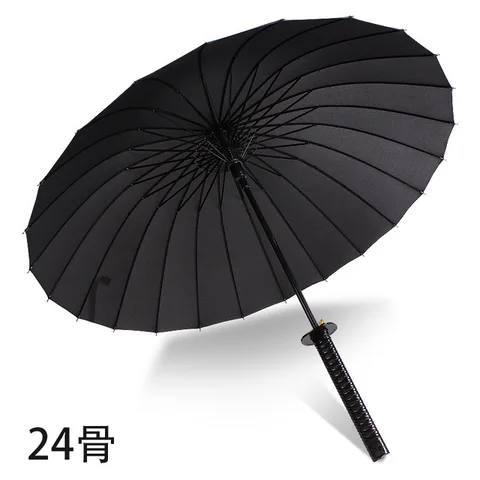 Креативный черный японский большой Ветрозащитный Зонт 8K с длинной ручкой, зонт-самурайский меч, японский ниндзя, прямой зонт от солнца