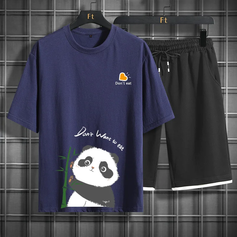 

Men's Sports T-shirt and Shorts Sets High-quality Pure Cotton Breathable and Quick-drying Sports Casual Wear Summer New Style