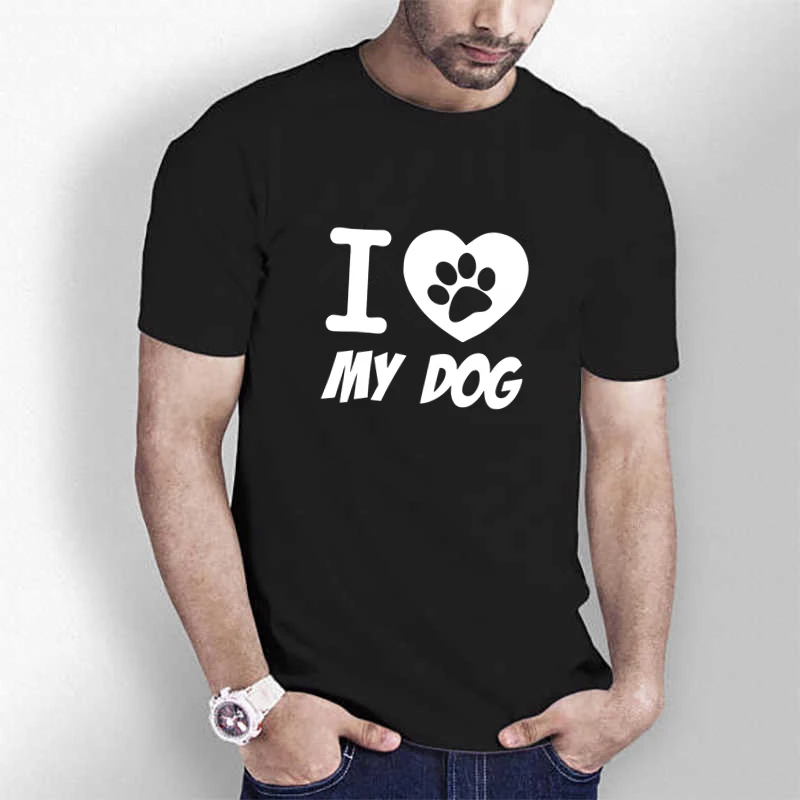 

TriDitya HT0693 # I Love My Dog унисекс хлопковая Футболка с круглым вырезом и коротким рукавом на заказ