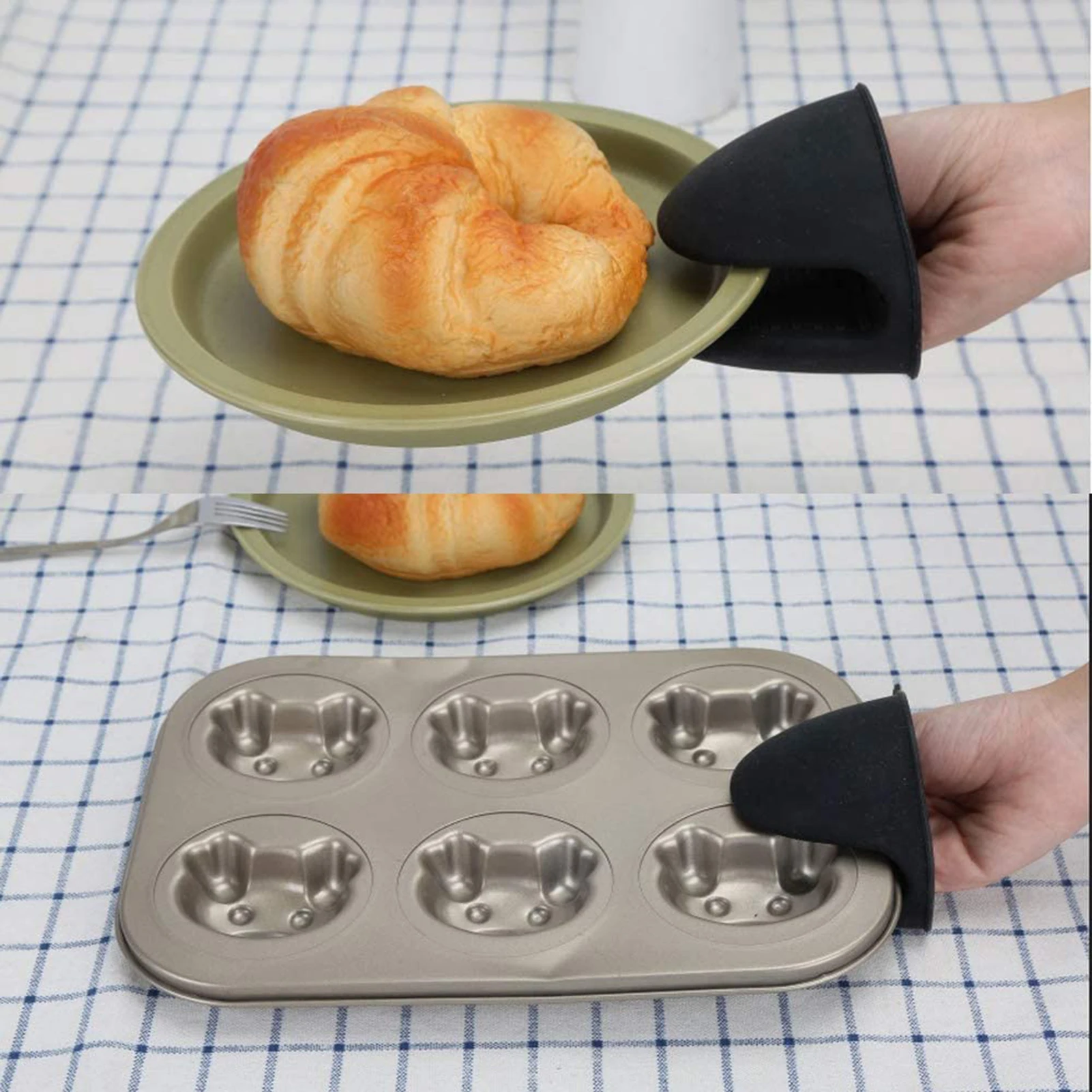 Силиконовые термостойкие перчатки с зажимами 1 шт. изоляция антипригарные