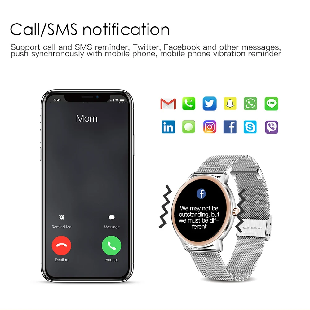 

Super Slim Fashion Women Smart Watch 2021 Full Touch Round Screen Smartwatch for Woman Heart Rate Monitor For Android and IOS