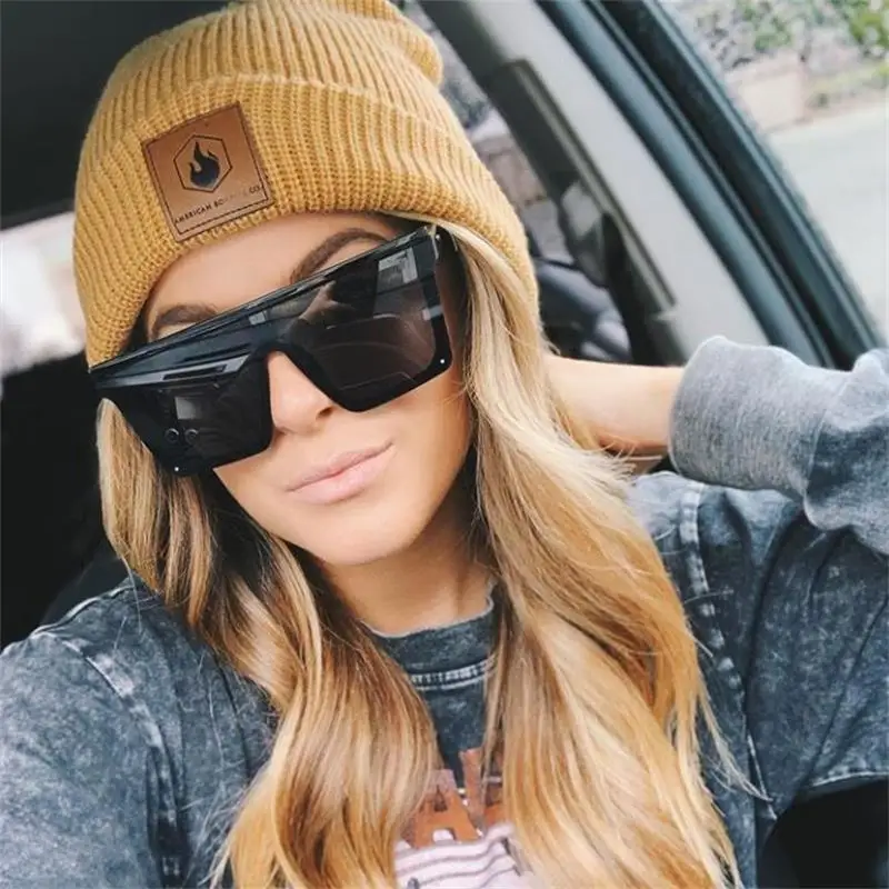 Модные большие квадратные солнцезащитные очки женские модные черные оттенки