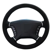 car steering wheel cover diy black genuine leather suede for mitsubishi pajero 2007 2014 galant 2008 2009 2010 2011 2012