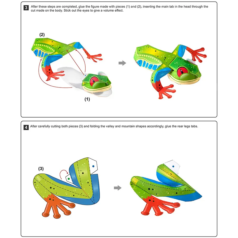 Красных глаз лягушки складное оригами искусство мини милый 3D Бумага модель