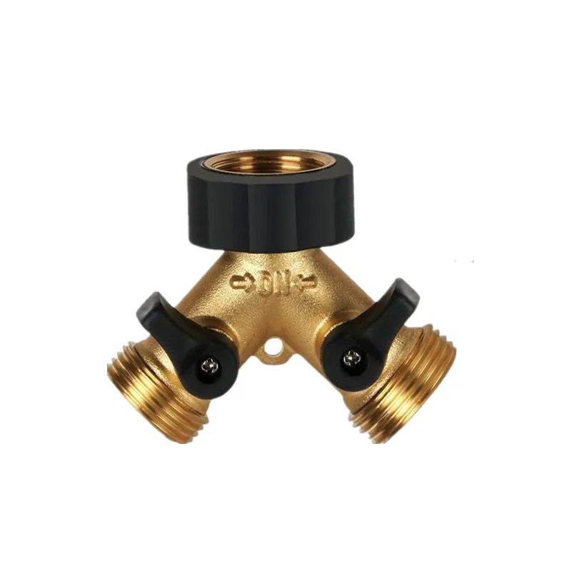 

3/4" Brass Body Backyard 2 Way Y Valve Garden Hose Connector Splitter Adapter Hose Washers with Comfort Grip Use Water Splitter