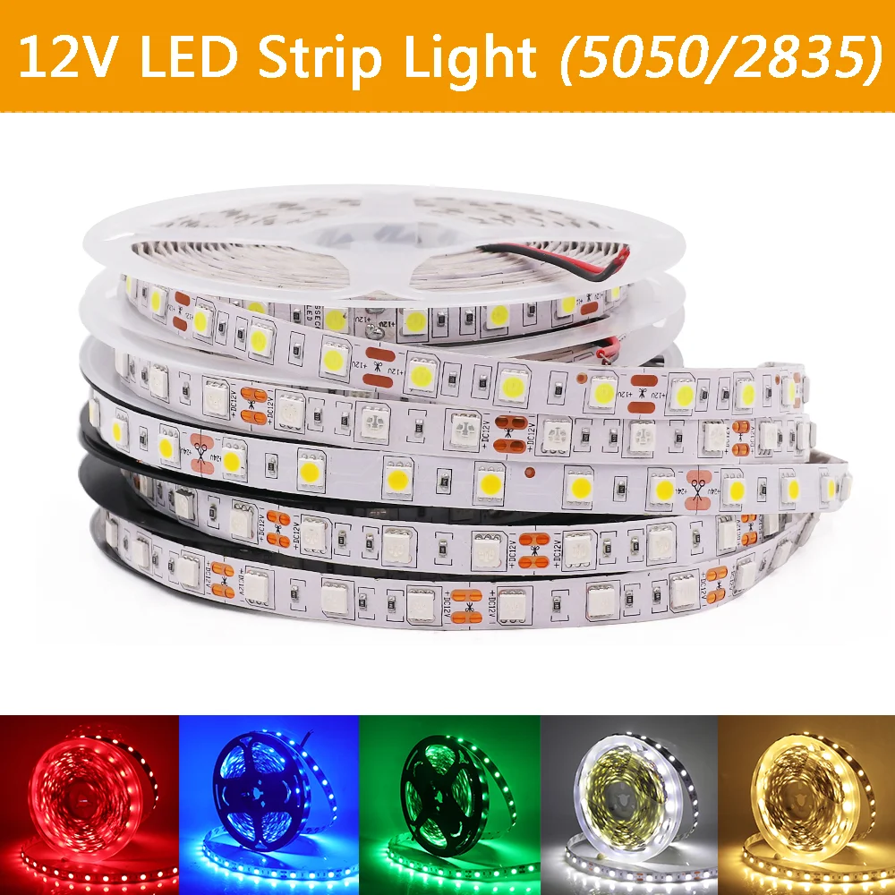 

5M 5050 RGB Led Strip Light 12V 60Leds/m Flexible Led Tape 5054 2835 SMD Waterproof 300 LED Ribbon Diode Outdoor Indoor Decor