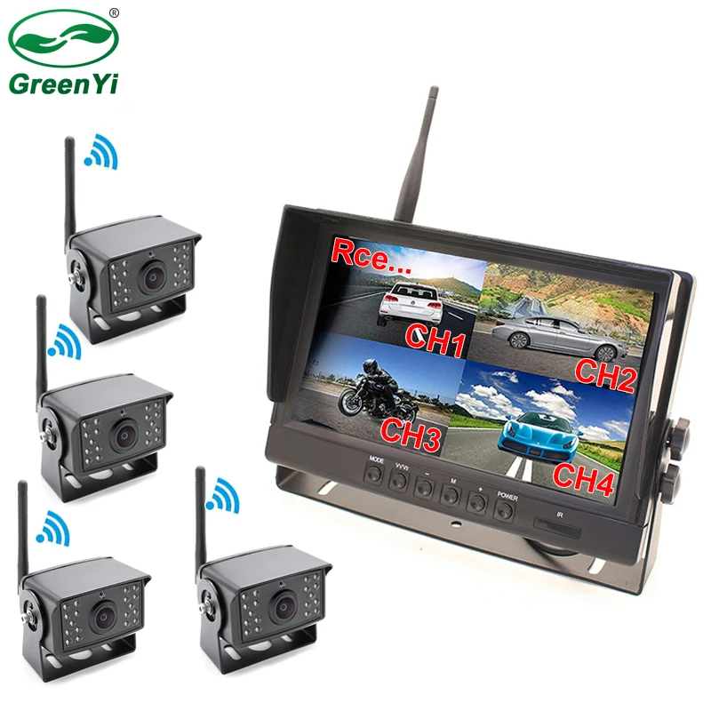 GreenYi 1280x720 Высокое разрешение AHD Беспроводной грузовик DVR Монитор 9 &quotНочное