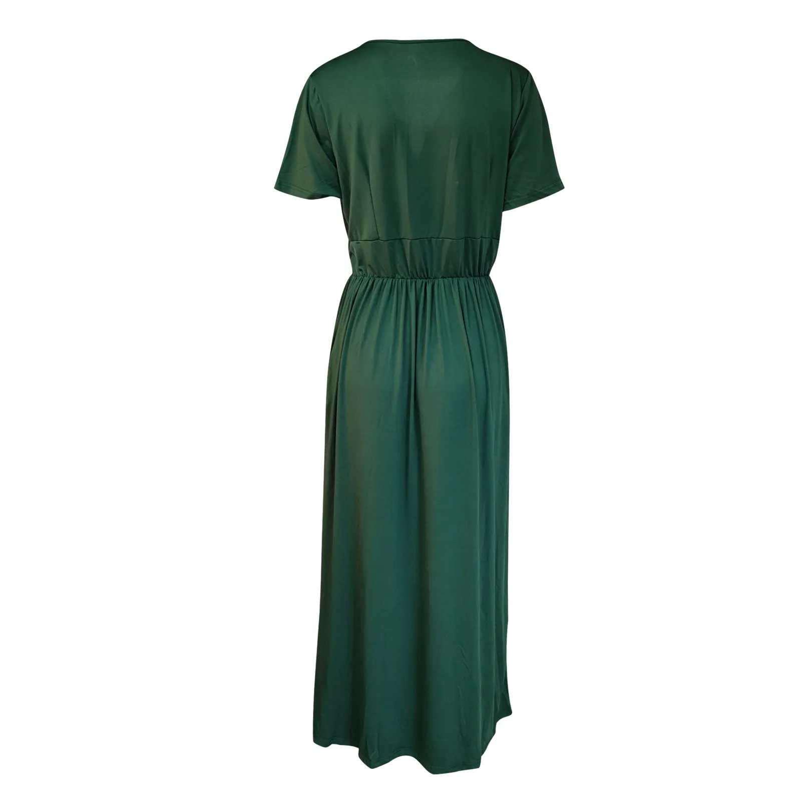 

Sexy Women Dress Summer 2021 Solid Casual Short Sleeve V-Neck Maxi Dress For Women Long Dresses With Pockets 2021