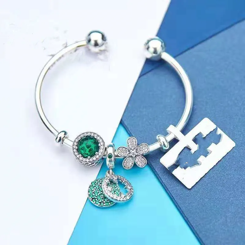 

2020 NEW S925 Sterling Silver Best Seller Blue Safety Chain Charm Wedding Party pan Bracelet