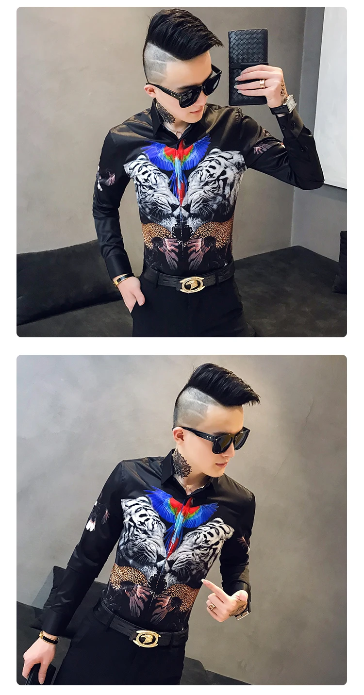 Дизайнерские мужские рубашки с 3D принтом, с длинным рукавом, Camisa Masculina, Повседневная приталенная Мужская рубашка для работы в ночном клубе, уличная рубашка