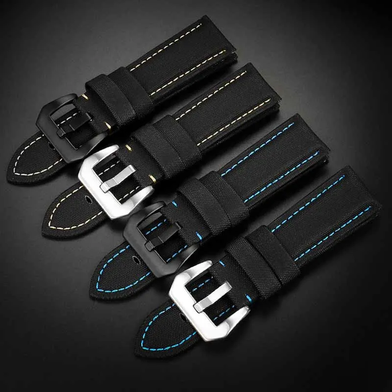For Panerai PAM441/01661 wristband 22mm 24mm 26mm Leather Sport Watchband Black Blue Watch Strap Accessories Bracelets