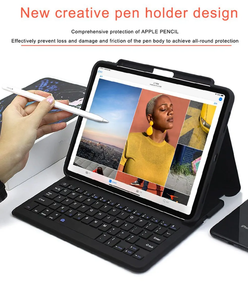 Бизнес для iPad Pro 11 чехол-клавиатура Smart Ultra Slim из искусственной кожи чехол-книжка для iPad Pro 11 дюймов 1" с карандашом