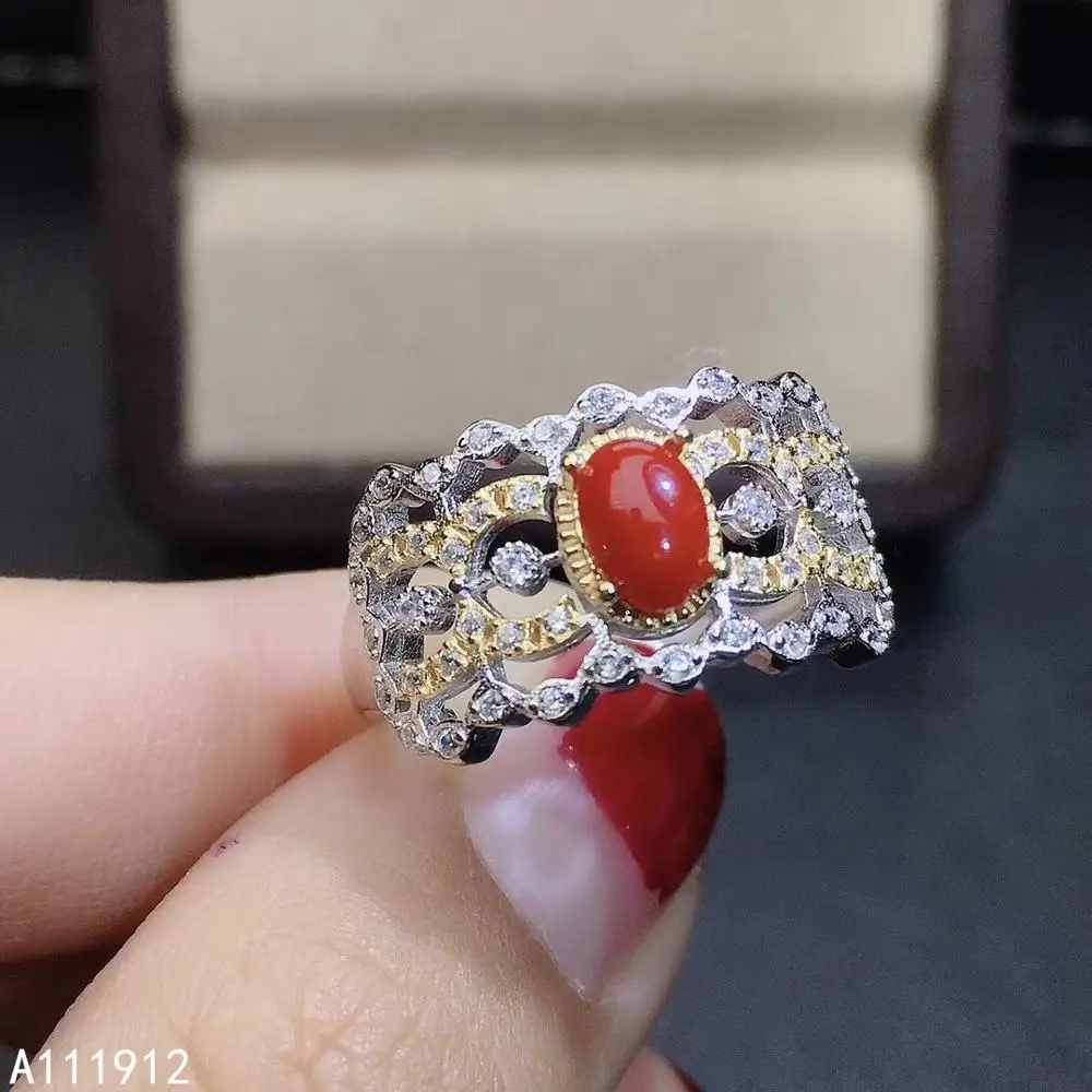 

KJJEAXCMY fine jewelry natural red coral 925 sterling silver new women gemstone ring support test beautiful