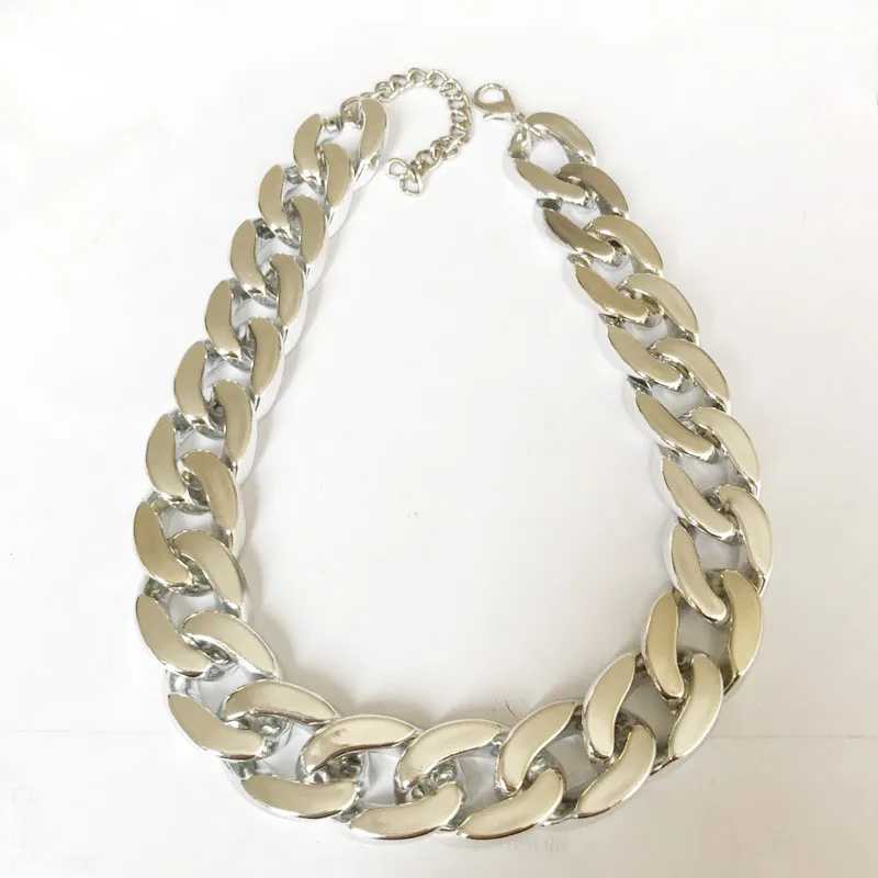 

New Plastic Punk Gold Dog Chain Collar UV Plating Pet Jewelry Photo Props Dog Accessories 36CM for Small Large Dogs