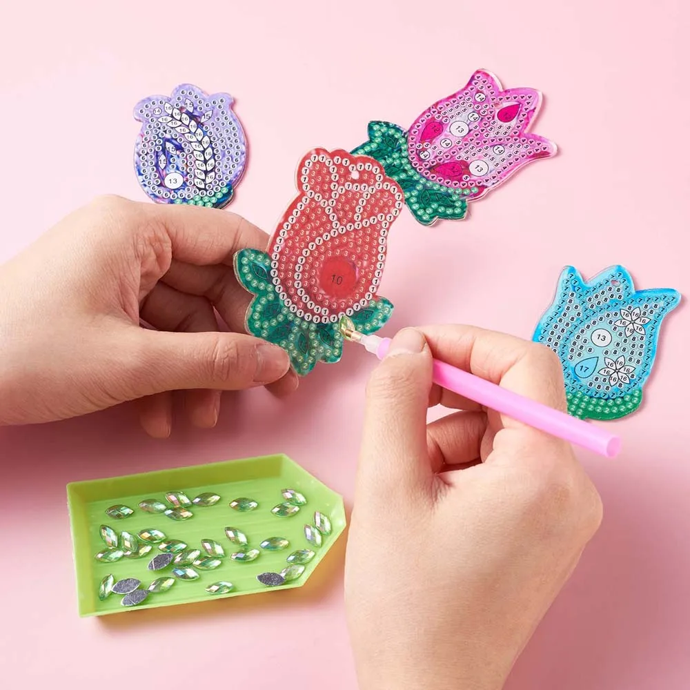 

2set/bag DIY Diamond Painting Keychain Kits With Rose & Butterfly & Rhinestone & Mold & Sticky Pen DIY Making Accessories Decor