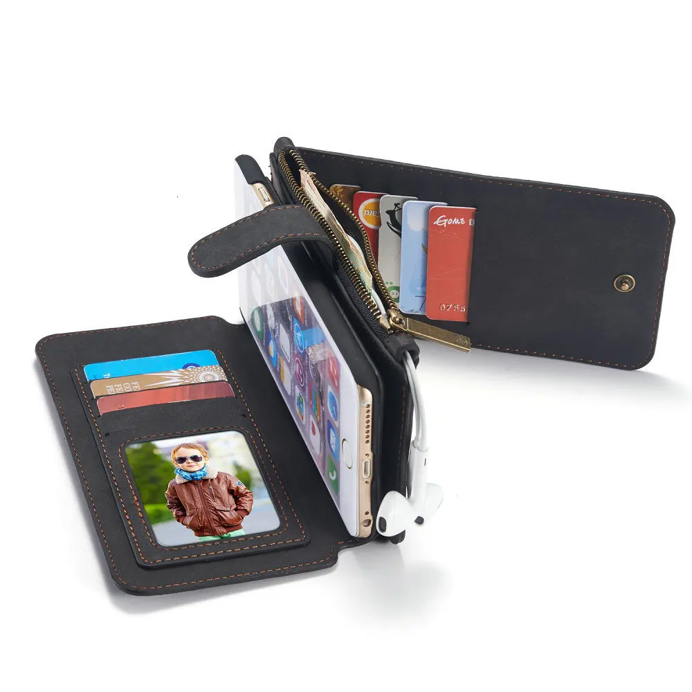 Роскошные Slim Fit Премиум кожаный чехол для IPhone6Plus 2 в 1 кошелек Чехол кобура