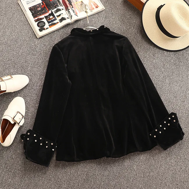 Осенний костюм 2019 новый темперамент и декоративной жемчужной отделкой куртка +