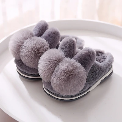 Детские зимние домашние тапочки с бантом детские для маленьких девочек