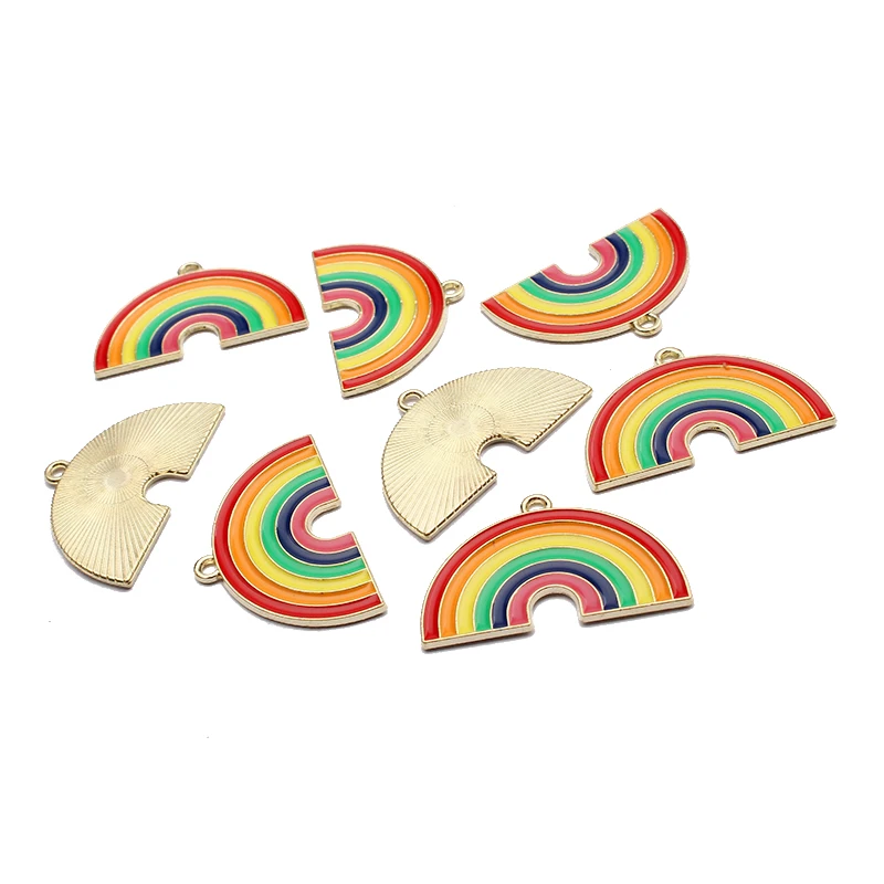 

10pcs Enamel Metal Oil Drop Rainbow Charms Pendant For DIY Necklace Earrings Jewelry Making Findings Supplies