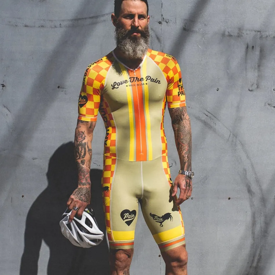 Trisuit 5 LOVE THE PAIN Triathlon Pro Team, спортивный костюм для велоспорта, Мужская одежда для велоспорта на заказ с коротким рукавом, Ciclismo Maillot Skinsuit - Цвет: Trisuit 5
