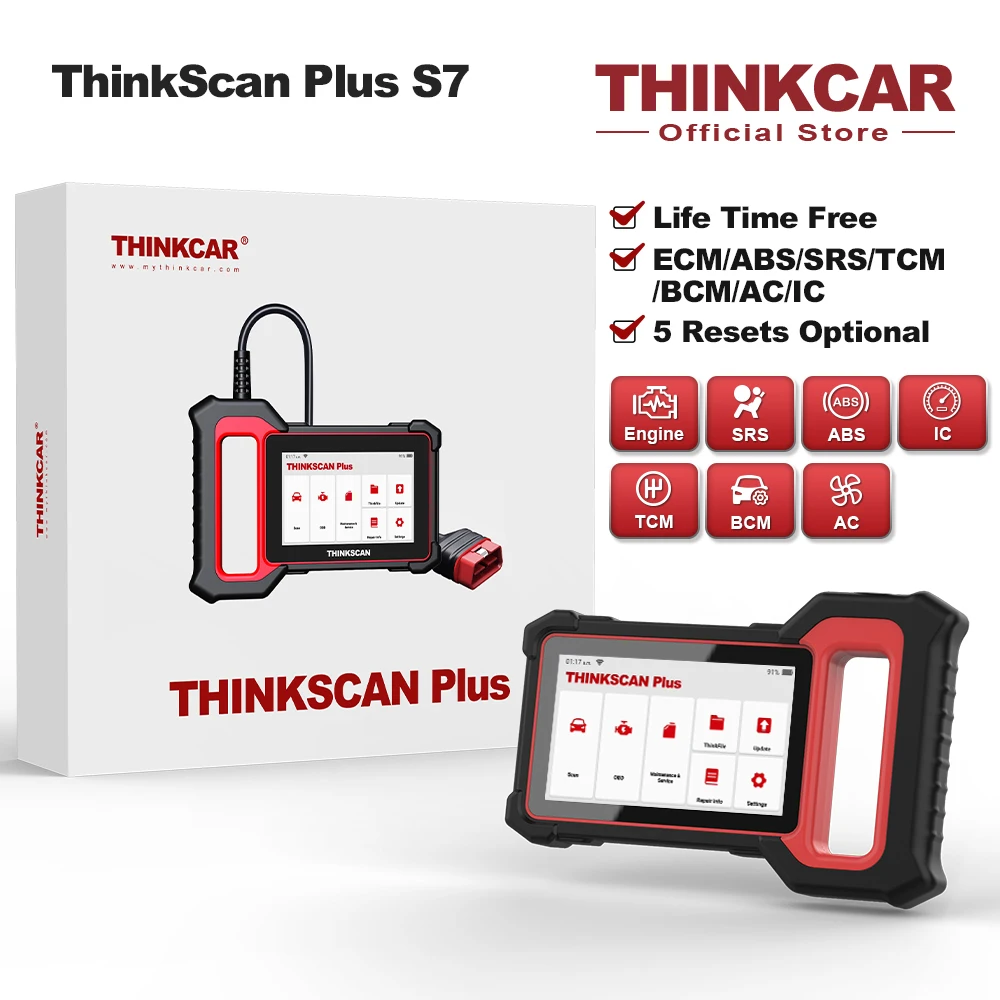 

THINKCAR Thinkscan Plus S7 OBD2 Diagnostic Tools 28 Reset Free Update Car Code Reader Auto Engine Analyzer Automotive Scanner