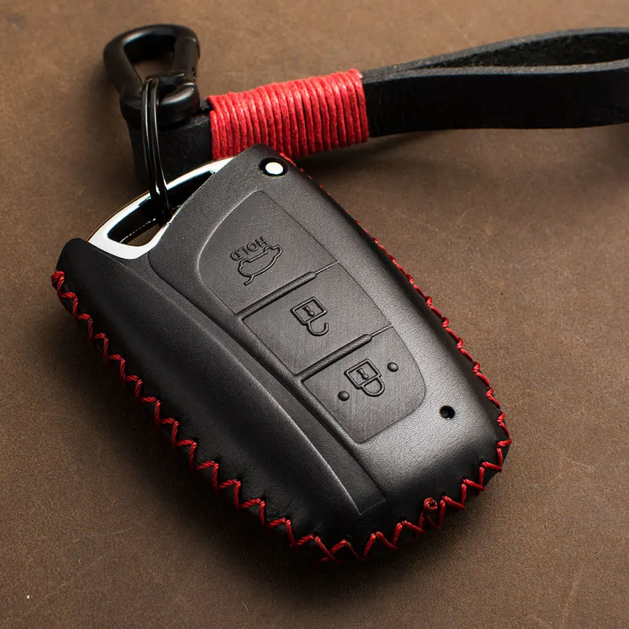 

1 Pcs Genuine Leather Keyless Entry Smart Key Case Key Cover For Hyundai SantaFe Equus Azera Genesis Car Accessories