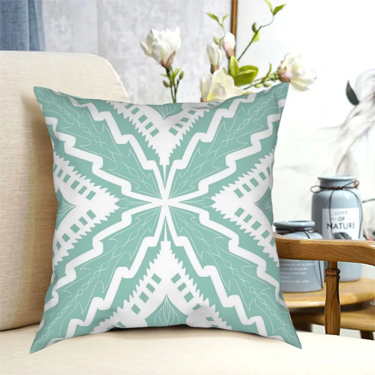 

Mint Green And White Abstract Mint Green And White Pattern Pillow Cushion Cover Decorative Pillowcases Case Home Sofa Cushions