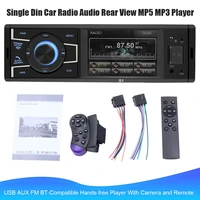 single din car radio audio rear view mp5 mp3 player usb aux fm bluetooth compatible hands free player with camera and remote