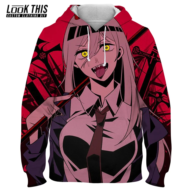 

3D Chainsaw Man New Cool Outerwear Tops Hoodie Boy Teen Harajuku Pullover Sweatshirt New Anime Print Men's Oversized Hoodies