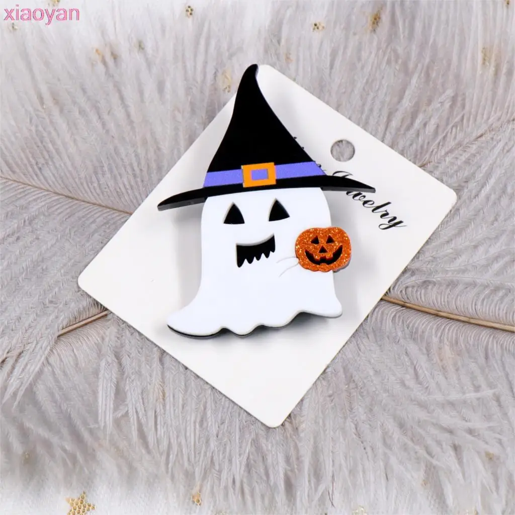 (1 шт.) брошь для Хэллоуина (булавка) призрак шляпа ведьмы Тыква акриловая |