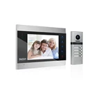 Видеодомофон TMEZON, дверной звонок, система внутренней связи, 7 дюймов, 1 монитор, 1 камера, 4 кнопки для нескольких семей, сенсорная кнопка