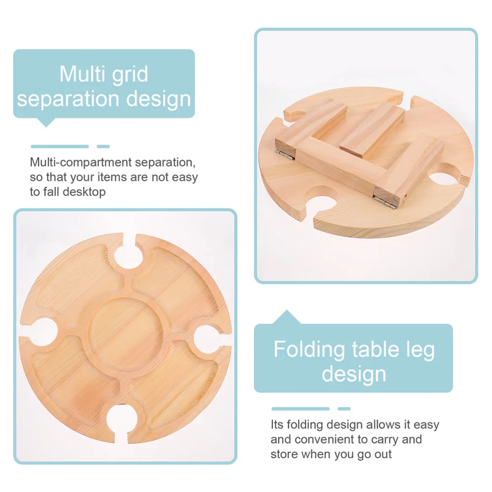 

1pc Outdoor Table Beach Folding Table Picnic Serving Desk (Log Color)